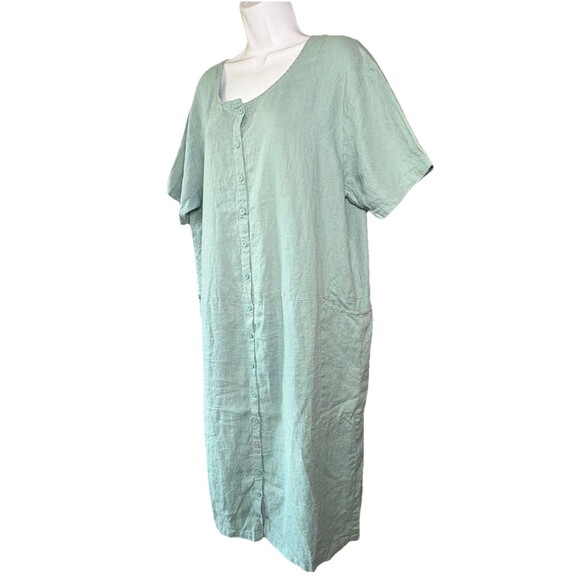 Eileen Fisher System Linen Shift Dress Women’s Size 1 S/M Mint Green Lagenlook - Picture 1 of 8